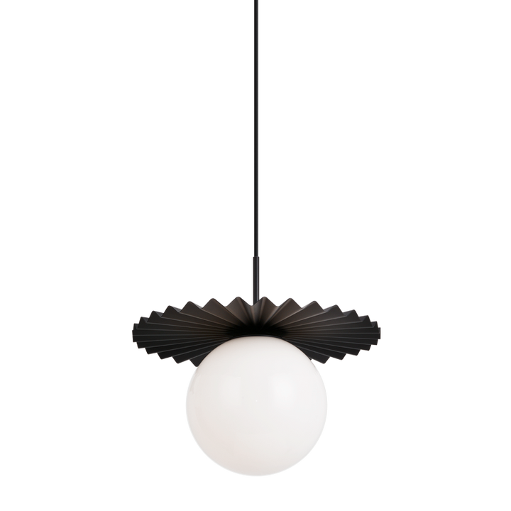 Steel Folded Frame with Opal Glass Globe Pendant
