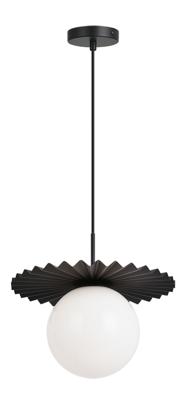 Steel Folded Frame with Opal Glass Globe Pendant