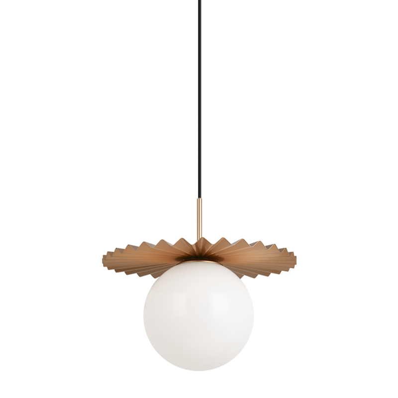 Steel Folded Frame with Opal Glass Globe Pendant