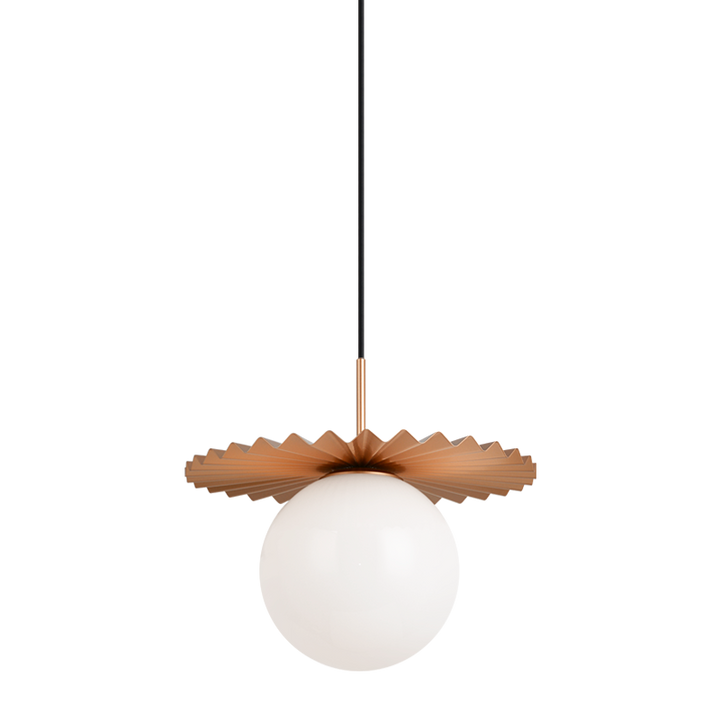 Steel Folded Frame with Opal Glass Globe Pendant