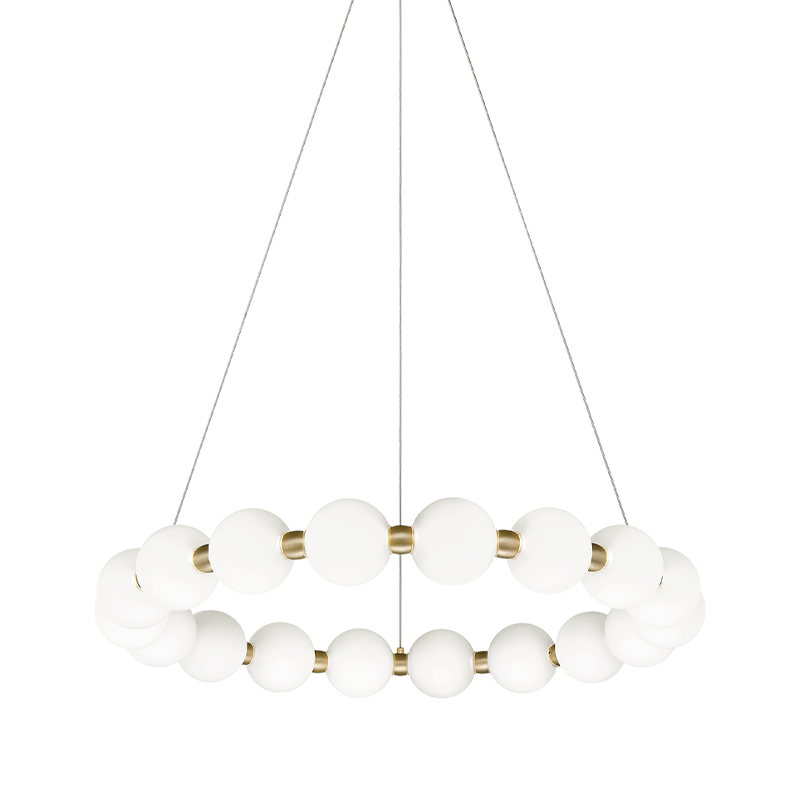 LED Oxidized Gold Frame with Frosted Glass Diffuser Ring Chandelier