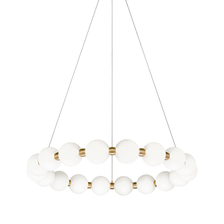 LED Oxidized Gold Frame with Frosted Glass Diffuser Ring Chandelier