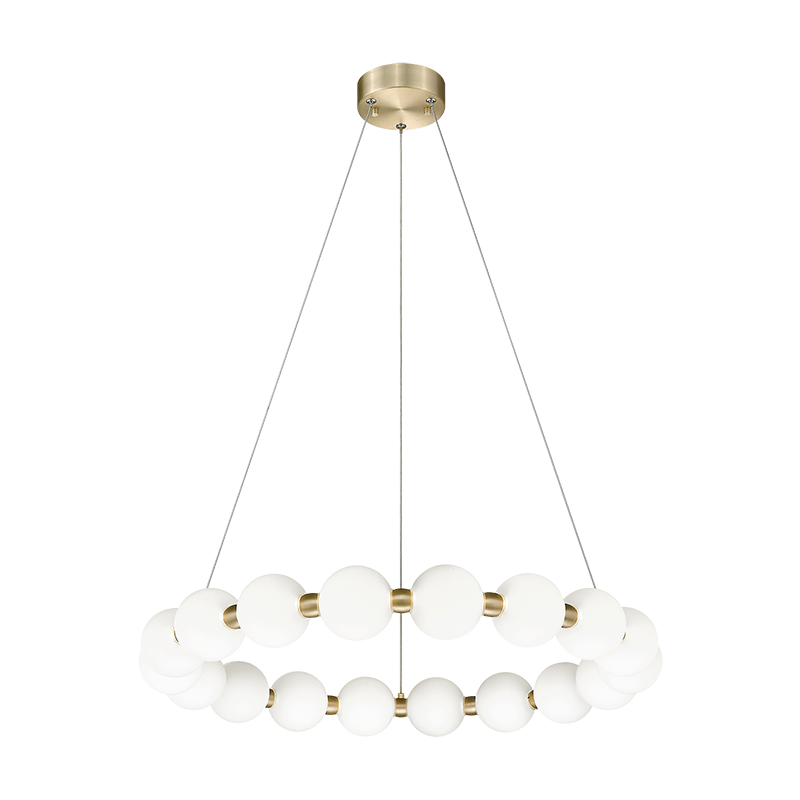 LED Oxidized Gold Frame with Frosted Glass Diffuser Ring Chandelier