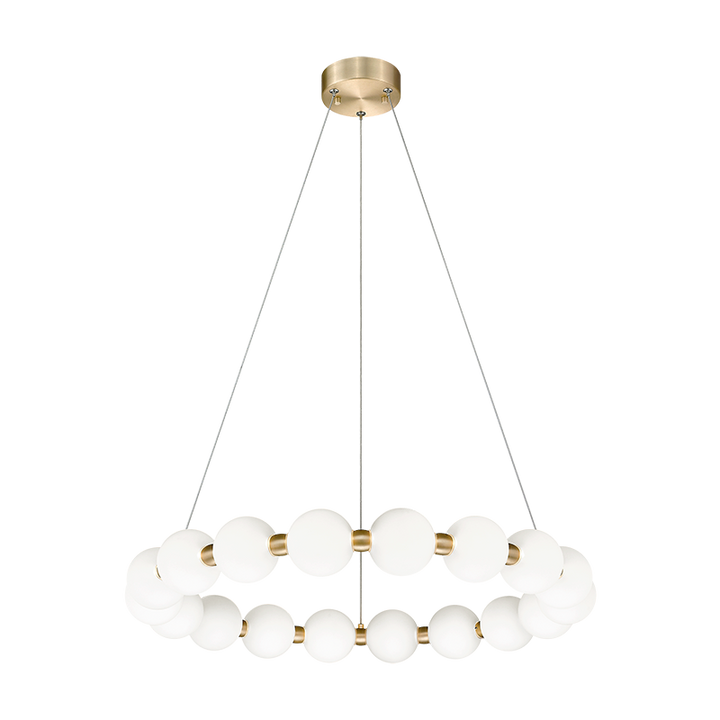 LED Oxidized Gold Frame with Frosted Glass Diffuser Ring Chandelier