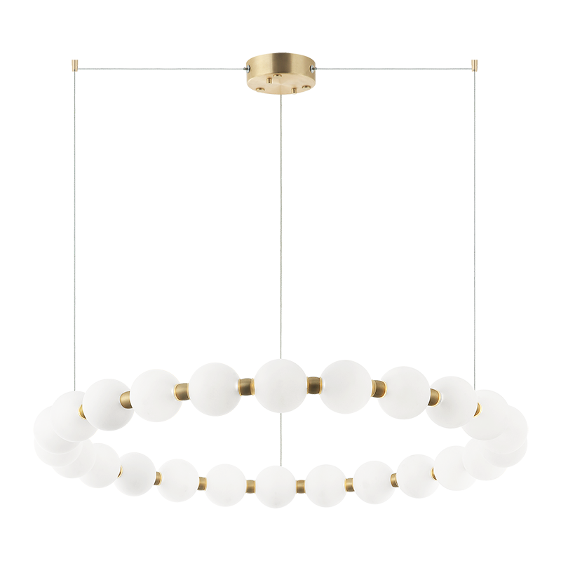LED Oxidized Gold Frame with Frosted Glass Diffuser Ring Chandelier