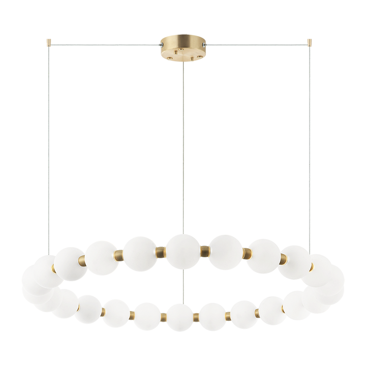 LED Oxidized Gold Frame with Frosted Glass Diffuser Ring Chandelier