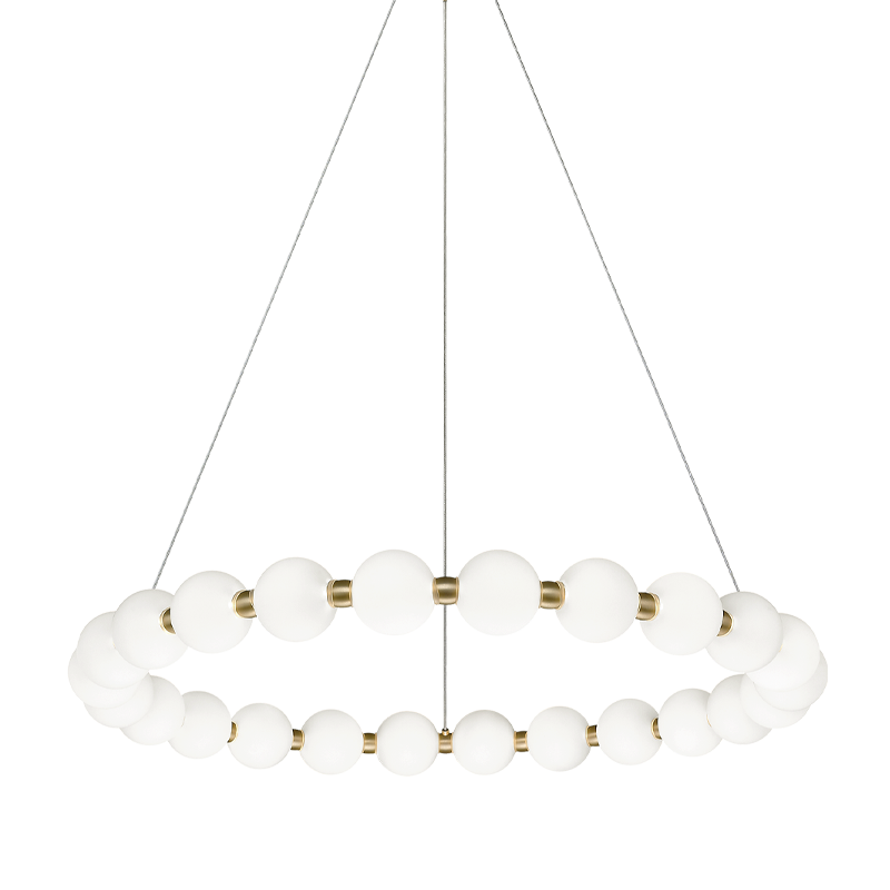 LED Oxidized Gold Frame with Frosted Glass Diffuser Ring Chandelier