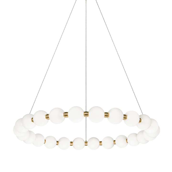 LED Oxidized Gold Frame with Frosted Glass Diffuser Ring Chandelier