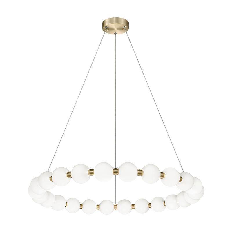 LED Oxidized Gold Frame with Frosted Glass Diffuser Ring Chandelier