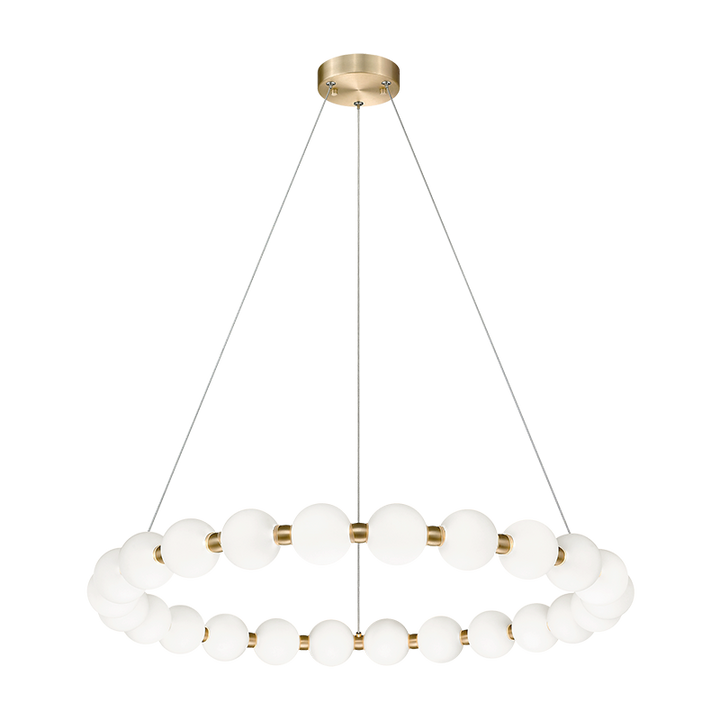 LED Oxidized Gold Frame with Frosted Glass Diffuser Ring Chandelier