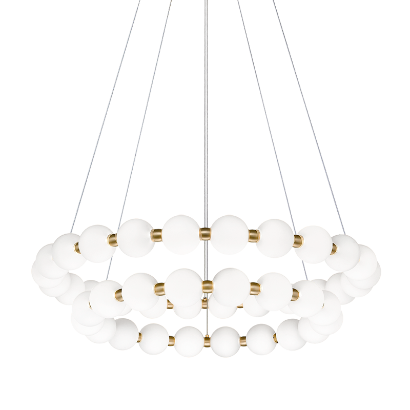 LED Oxidized Gold Frame with Frosted Glass Diffuser Double Ring Chandelier