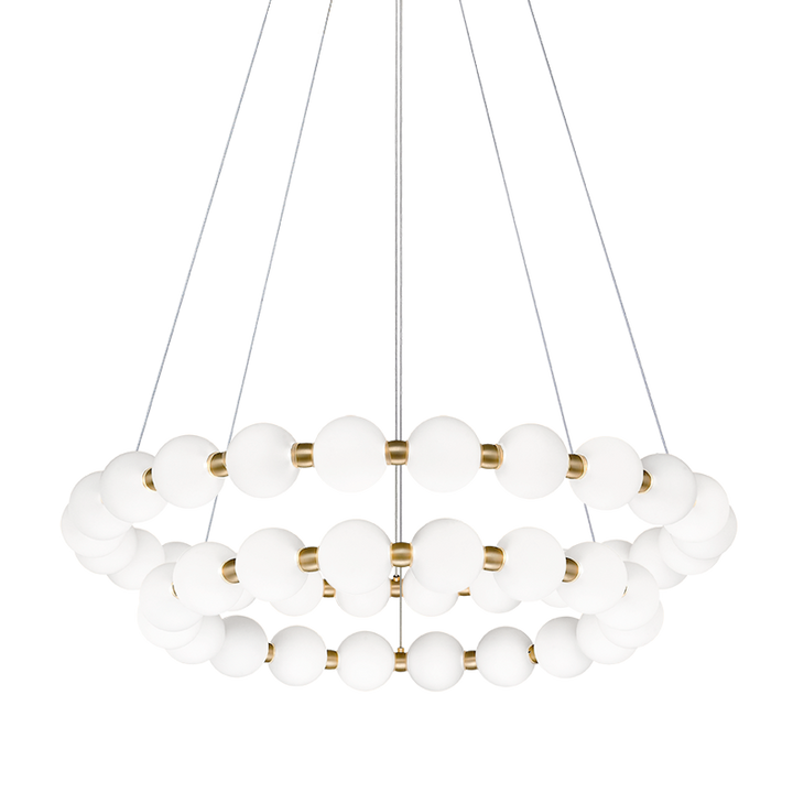 LED Oxidized Gold Frame with Frosted Glass Diffuser Double Ring Chandelier