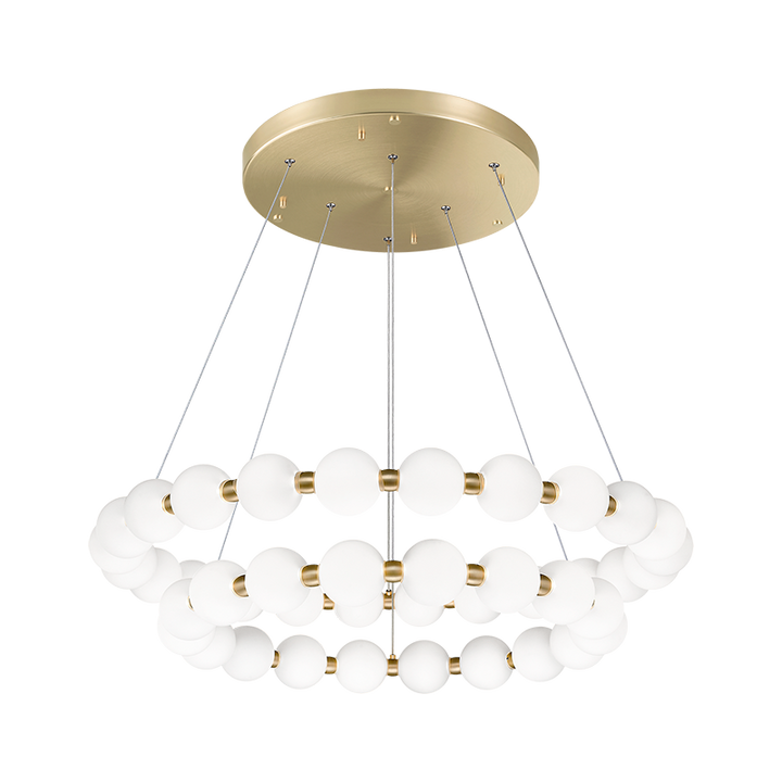 LED Oxidized Gold Frame with Frosted Glass Diffuser Double Ring Chandelier