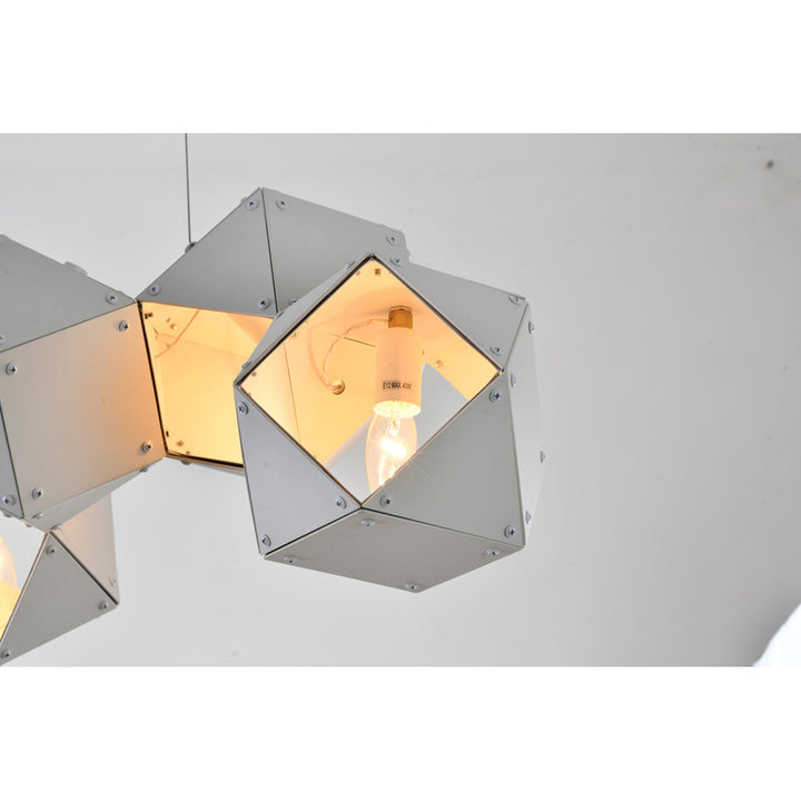 Geometric Block Chandelier with Reflective Interior by Bethel - view 8