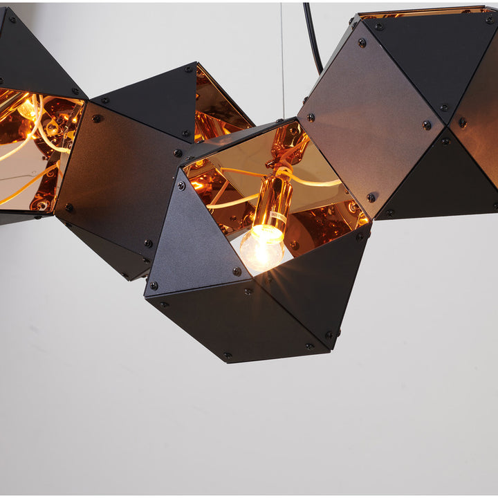 Geometric Block Chandelier with Reflective Interior by Bethel - view 2