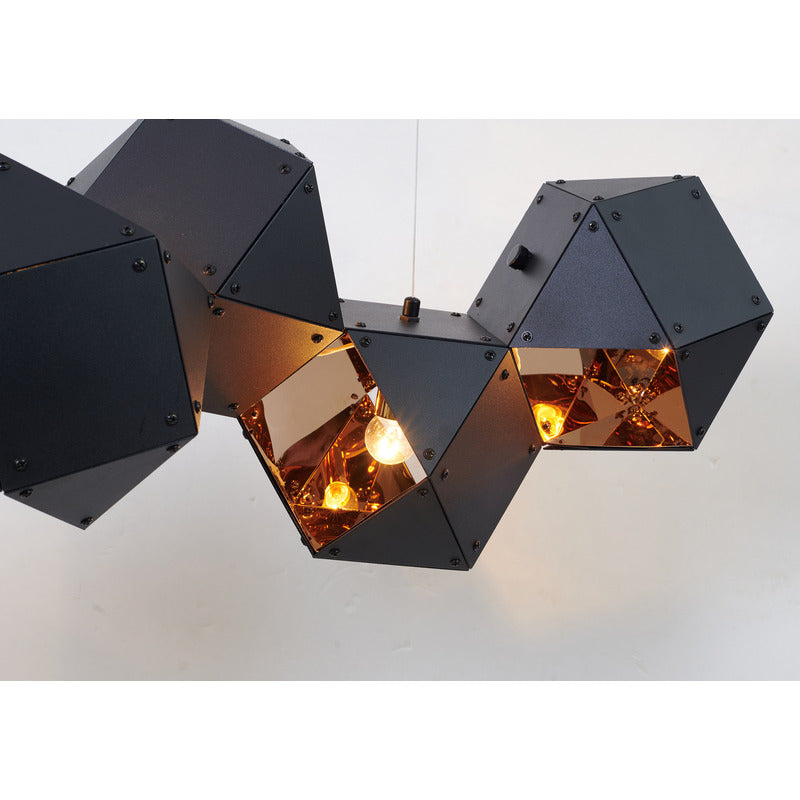 Geometric Block Chandelier with Reflective Interior by Bethel - view 3