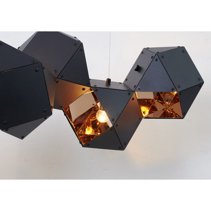 Geometric Block Chandelier with Reflective Interior by Bethel - view 3