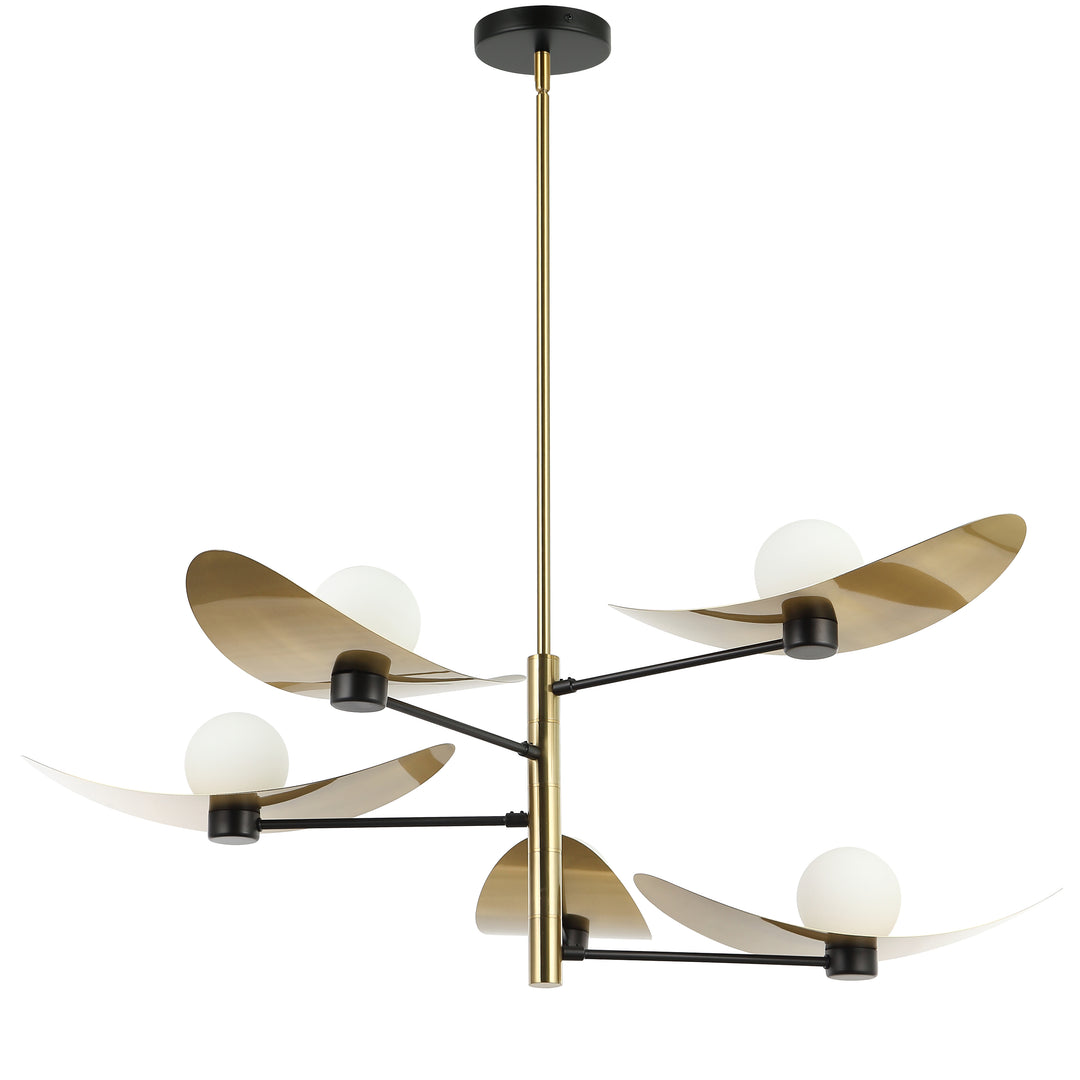 Christobel 5 Light Chandelier in Aged Brass & Matte Black by Dainolite