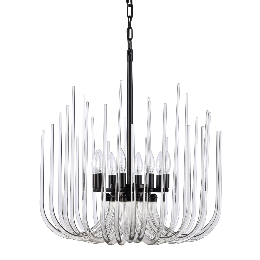 Astoria Glass Chandelier in Satin Brushed Black by Zeev