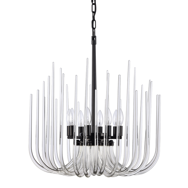 Astoria Glass Chandelier in Satin Brushed Black by Zeev