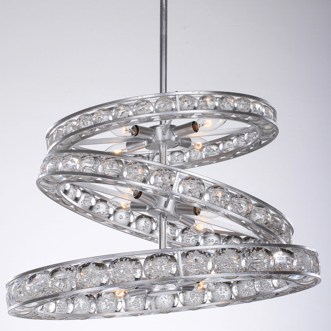 Imbrium Crystal Ring Chandelier in Silver Leaf by Zeev