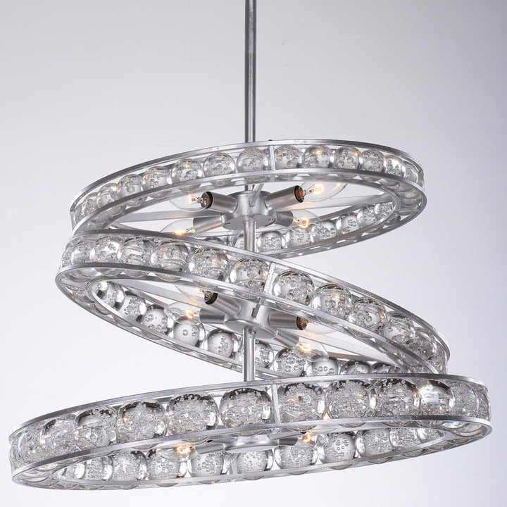 Imbrium Crystal Ring Chandelier in Silver Leaf by Zeev