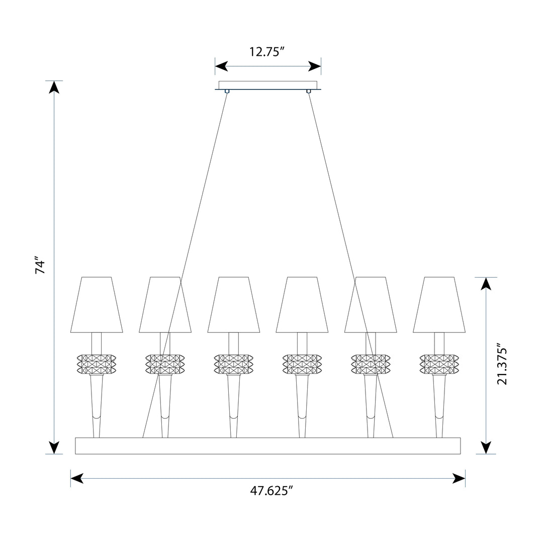 Abigail Linear Armed Chandelier by Zeev - view 2