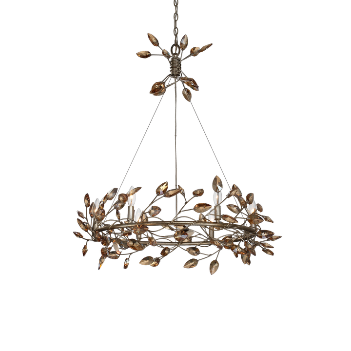 Misthaven Organic Crystal Chandelier in Silver Leaf w/Gold by Zeev