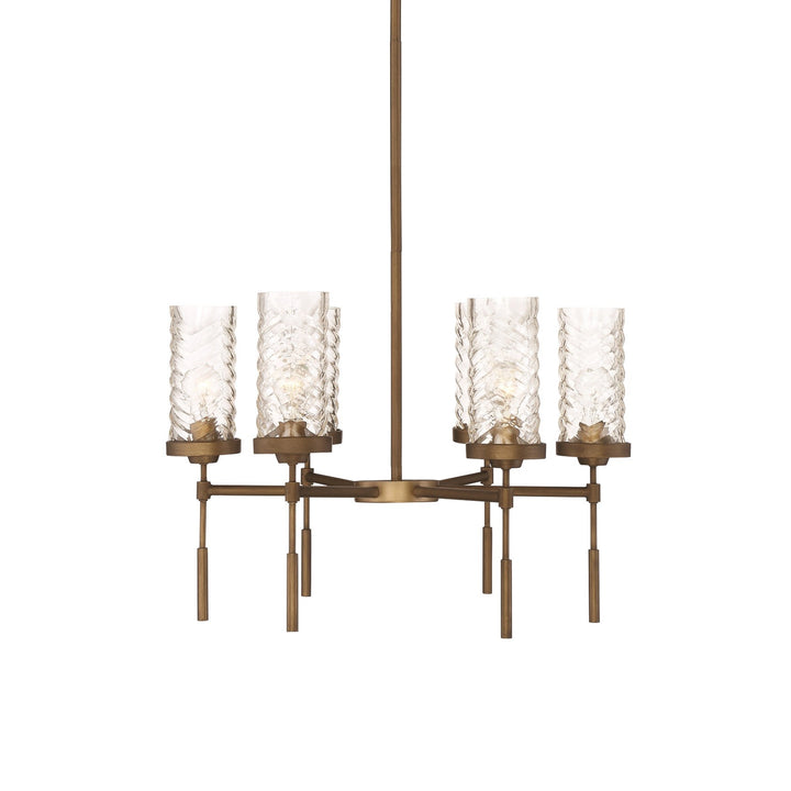 Triticus Glass Chandelier in Antique Brass by Zeev