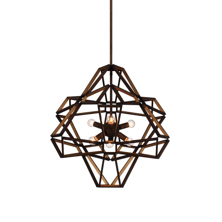 Unity Geometric Chandelier in Chestnut w/Gold by Zeev