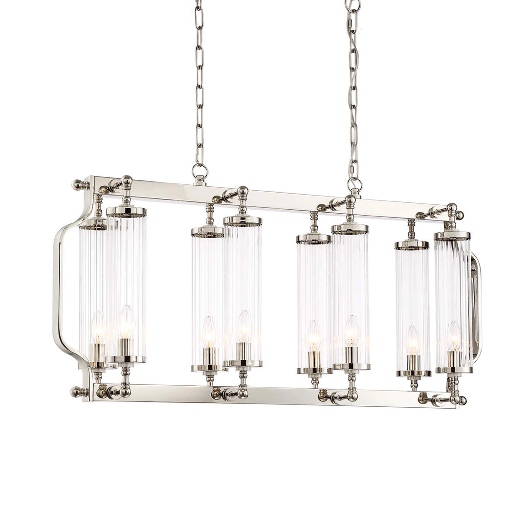 Regis Linear Glass Chandelier in Polished Nickel by Zeev