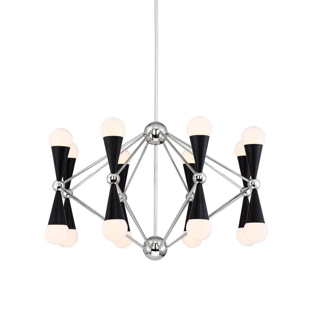 Crosby Geometric Chandelier in Polished Nickel by Zeev