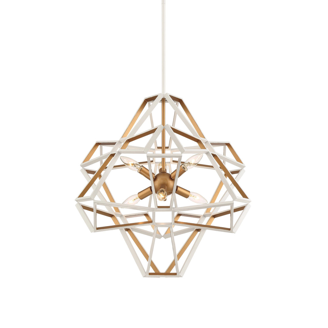 Unity Geometric Chandelier in Satin White w/Gold by Zeev