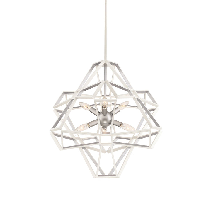 Unity Geometric Chandelier in Satin White w/Silver by Zeev