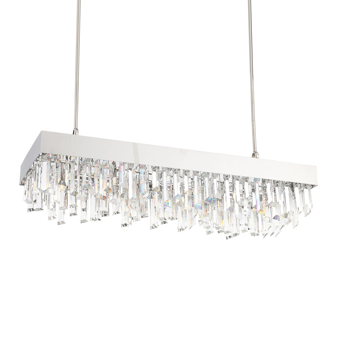 Cuspis Rectangular Crystal Chandelier in Polished Nickel by Zeev