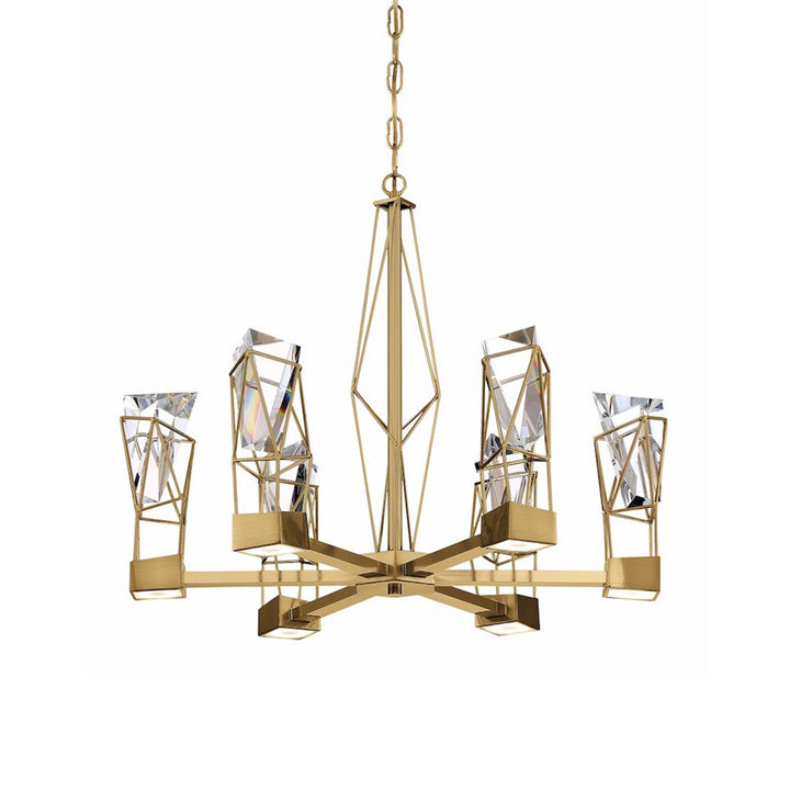Gem Geometric Crystal Chandelier in Aged Brass by Zeev