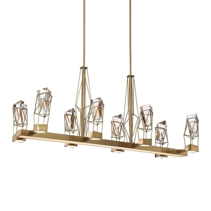 Gem Geometric Crystal Chandelier in Aged Brass by Zeev