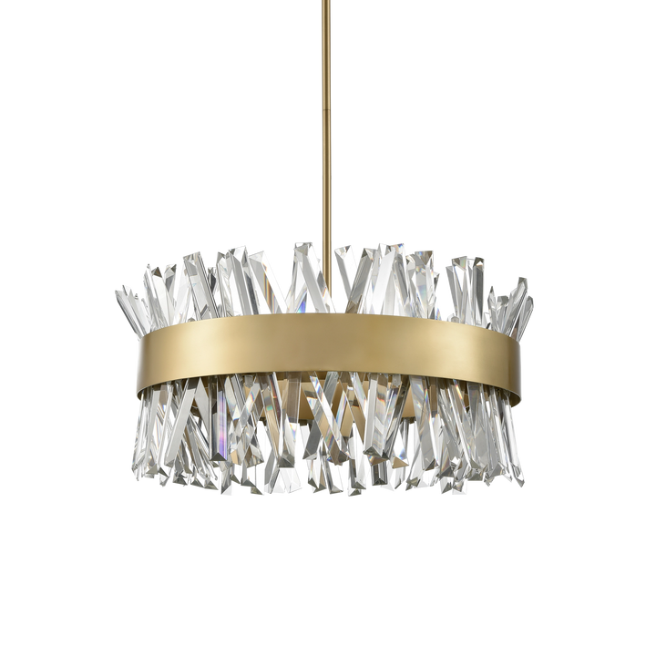 Avalanche Crystal Drum Chandelier in Aged Brass by Zeev