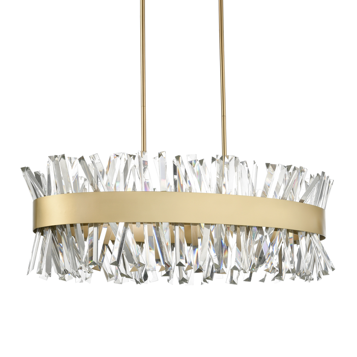 Avalanche Oval Crystal Chandelier in Aged Brass by Zeev