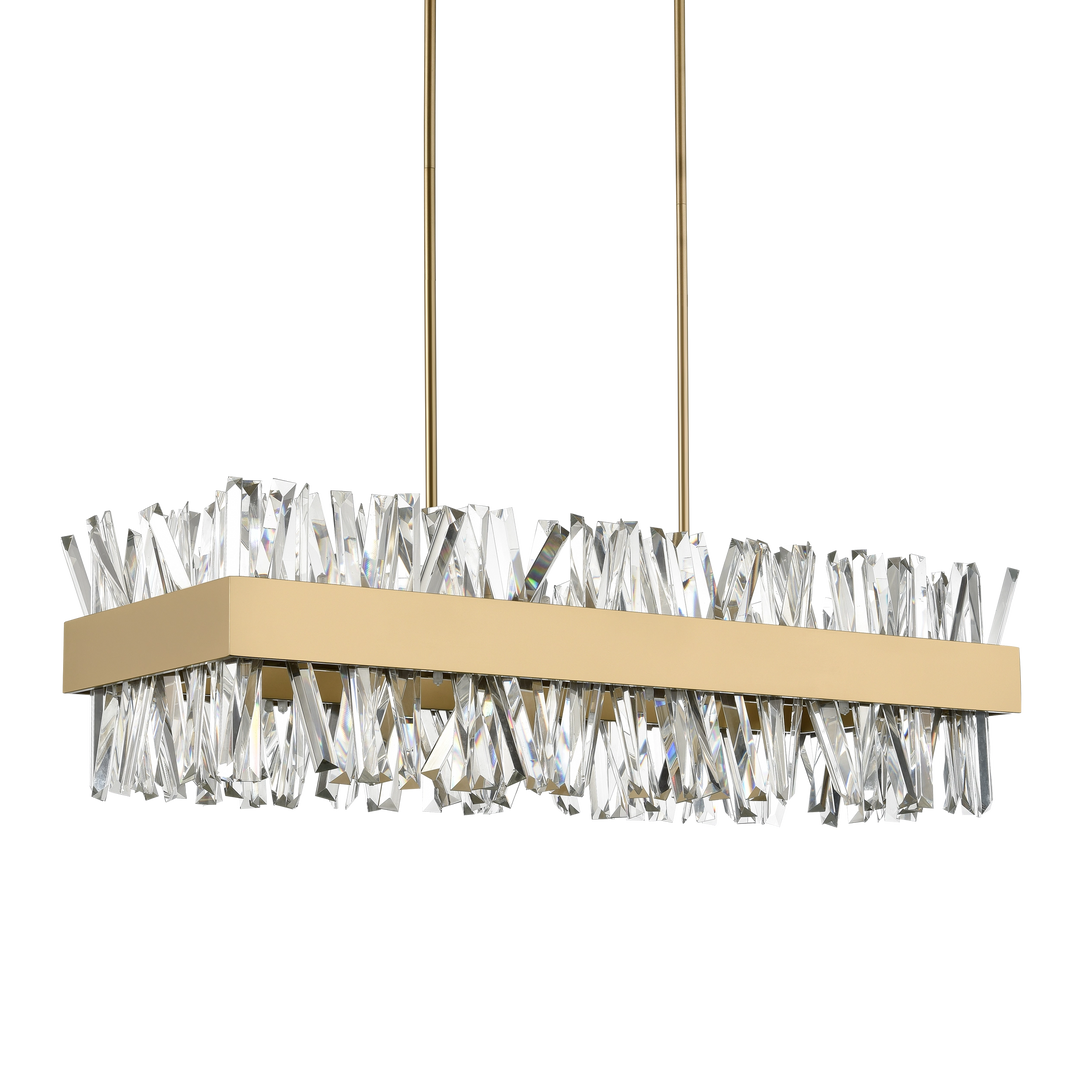 Avalanche Rectangular Crystal Chandelier in Aged Brass by Zeev