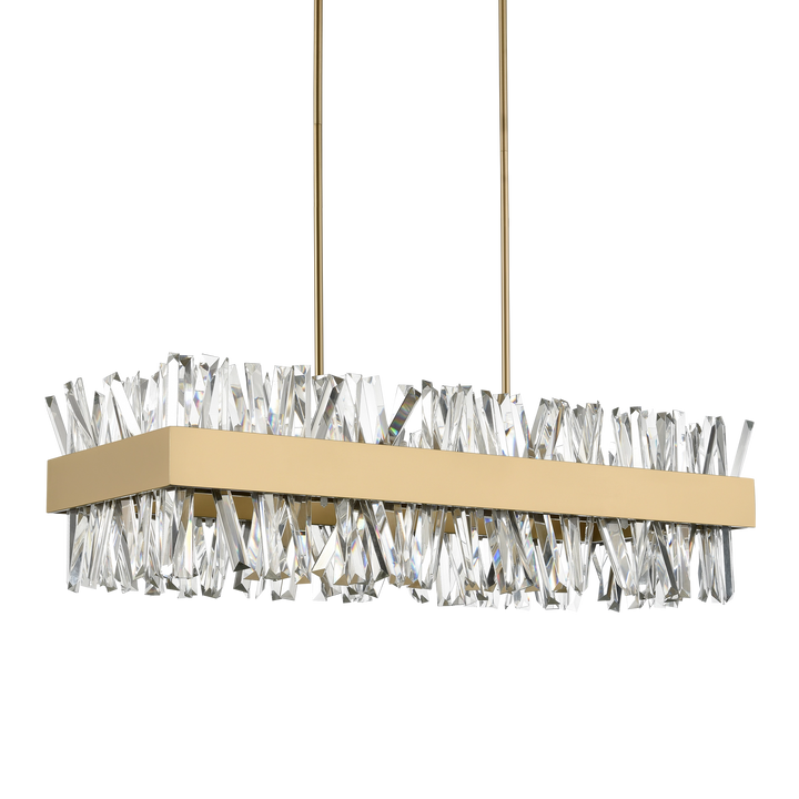 Avalanche Rectangular Crystal Chandelier in Aged Brass by Zeev