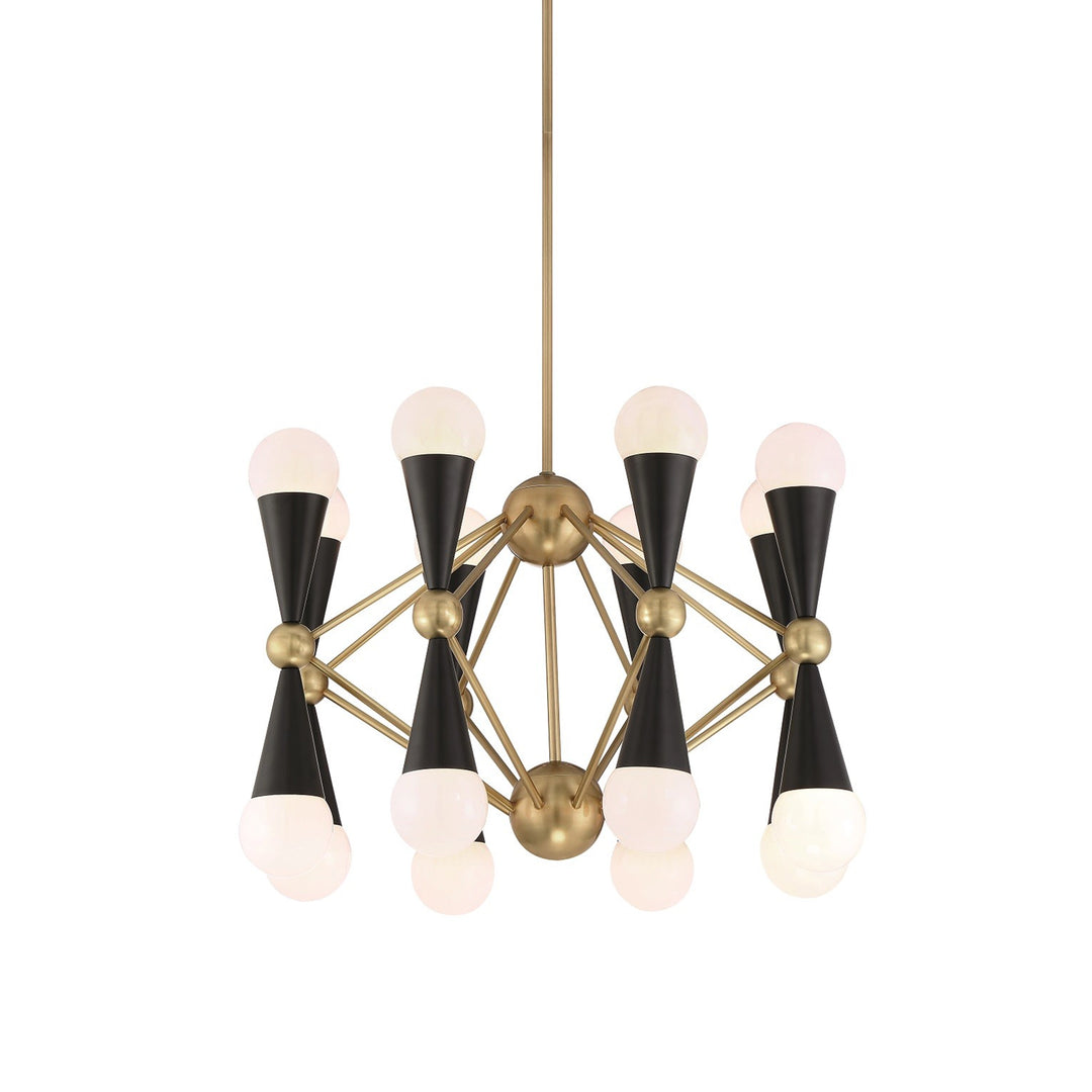 Crosby Geometric Chandelier in Aged Brass by Zeev