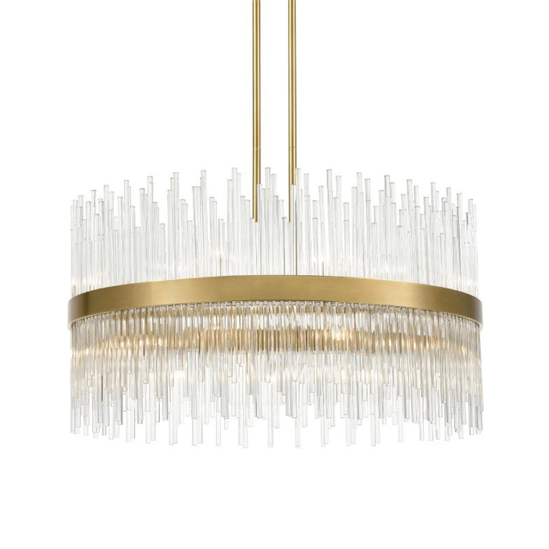 Citadel Rectangular Glass Chandelier in Aged Brass by Zeev