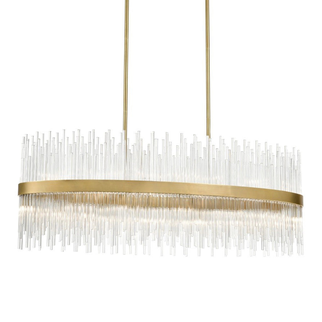 Citadel Rectangular Glass Chandelier in Aged Brass by Zeev