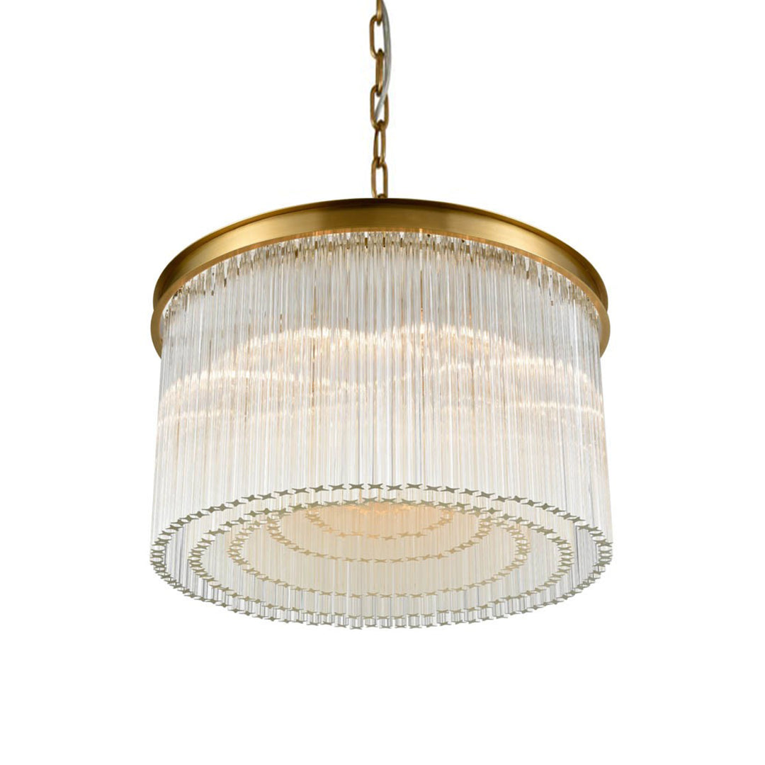 Lumineer Rectangular Crystal Chandelier in Aged Brass by Zeev