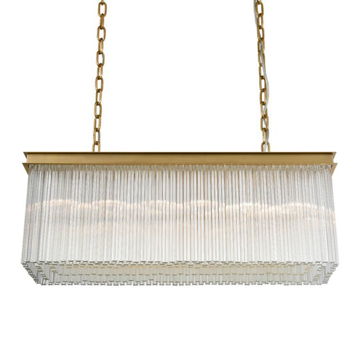 Lumineer Rectangular Crystal Chandelier in Aged Brass by Zeev
