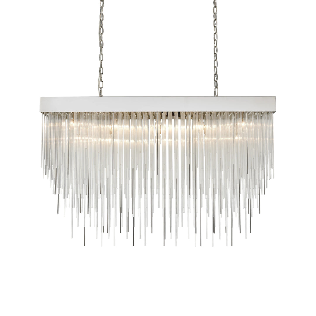 Waterfall Rectangular Glass Chandelier in Polished Nickel by Zeev