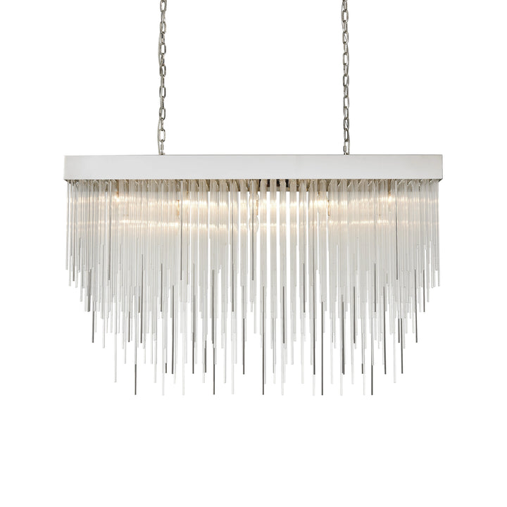 Waterfall Rectangular Glass Chandelier in Polished Nickel by Zeev