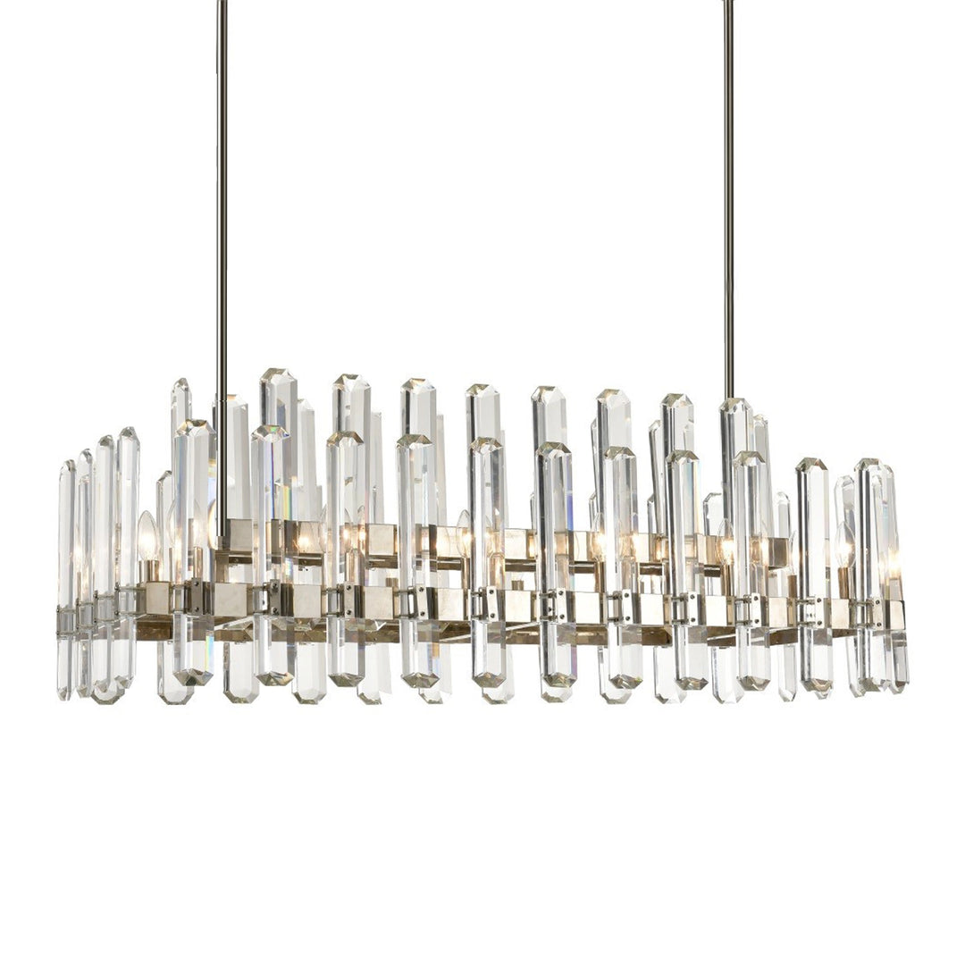 Clarion Rectangular Crystal Chandelier in Polished Nickel by Zeev