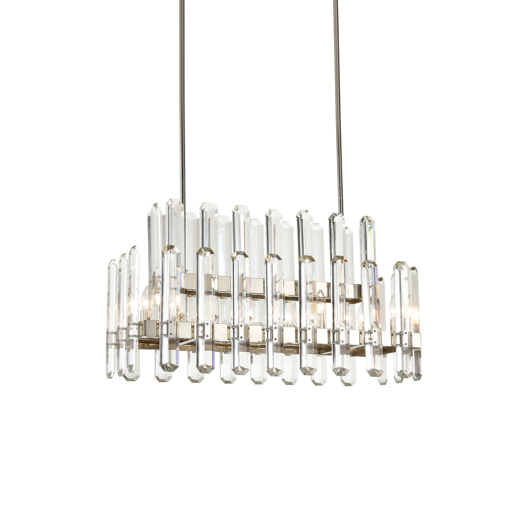 Clarion Rectangular Crystal Chandelier in Polished Nickel by Zeev